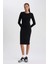 Bodycon Bisiklet Yaka Fitilli Kaşkorse Midi Uzun Kollu Elbise 1