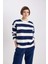 Relax Fit Çizgili Bisiklet Yaka Sweatshirt A1883AX23AU 1