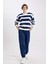 Relax Fit Çizgili Bisiklet Yaka Sweatshirt A1883AX23AU 2
