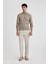 Slim Fit Dar Kesim Dik Yaka Yarım Fermuarlı Basic Düz Triko Kazak U6917AZ23WN 2