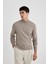 Slim Fit Dar Kesim Dik Yaka Yarım Fermuarlı Basic Düz Triko Kazak U6917AZ23WN 3