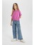 Kız Çocuk Kargo Fit Geniş Paça Jean Pantolon B4950A824SP 4