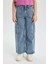 Kız Çocuk Kargo Fit Geniş Paça Jean Pantolon B4950A824SP 5
