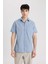 Slim Fit Dar Kesim Yazlık Basic Düz %100 Pamuk Kısa Kollu Gömlek R1706AZ24SM 1
