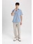 Slim Fit Dar Kesim Yazlık Basic Düz %100 Pamuk Kısa Kollu Gömlek R1706AZ24SM 2