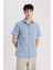 Slim Fit Dar Kesim Yazlık Basic Düz %100 Pamuk Kısa Kollu Gömlek R1706AZ24SM 3