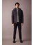 Rüzgar Geçirmez Şişme Mont Slim Fit Dar Kesim Kapüşonlu Suni Kürk Astarlı Fermuarlı R0216AZ23AU 2