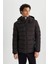 Rüzgar Geçirmez Şişme Mont Slim Fit Dar Kesim Kapüşonlu Suni Kürk Astarlı Fermuarlı R0216AZ23AU 4
