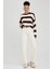 Coool Oversize Fit Çizgili Bisiklet Yaka Kazak X4931AZ23WN 2