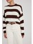 Coool Oversize Fit Çizgili Bisiklet Yaka Kazak X4931AZ23WN 5