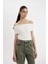 Slim Fit Dar Kesim Omuzu Açık Ribana Kısa Kollu Tişört D2906AX24SM 3