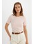 Slim Fit Dar Kesim Bisiklet Yaka Fitilli Kaşkorse Basic Düz Kısa Kollu Tişört C0097AX24SM 3