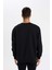 Siyah Oversize Geniş Kalıp Bisiklet Yaka Kalın Kumaş Basic Düz Sweatshirt T5139AZ24AU 5