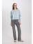 Relax Fit Bisiklet Yaka Kalın Basic Düz Sweatshirt B8568AX24SP 2