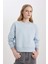 Relax Fit Bisiklet Yaka Kalın Basic Düz Sweatshirt B8568AX24SP 3