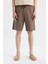 Relax Fit Cepli Keten Görünümlü Bermuda Şort C7381AX24SM 4