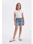 Kız Çocuk Slim Fit Dar Kesim Bisiklet Yaka Fitilli Kaşkorse Kısa Kollu Tişört C5467A824SM 2