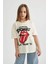 Kız Çocuk Rolling Stones Oversize Geniş Kalıp Bisiklet Yaka Kısa Kollu Tişört C1720A824SM 1