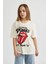 Kız Çocuk Rolling Stones Oversize Geniş Kalıp Bisiklet Yaka Kısa Kollu Tişört C1720A824SM 3