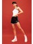 Fit Crop Bisiklet Yaka Baskılı Ribana Atlet B8972AX24SM 2