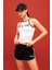 Fit Crop Bisiklet Yaka Baskılı Ribana Atlet B8972AX24SM 3