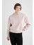 Boxy Fit Kapüşonlu Kalın Basic Düz Sweatshirt B8570AX23WN 4