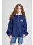 Oversize Geniş Kalıp Yarım Fermuarlı Nakışlı Kalın Sweatshirt C4581AX24SM 1