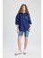 Oversize Geniş Kalıp Yarım Fermuarlı Nakışlı Kalın Sweatshirt C4581AX24SM 2