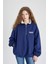 Oversize Geniş Kalıp Yarım Fermuarlı Nakışlı Kalın Sweatshirt C4581AX24SM 3