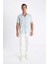 Regular Fit Yazlık Polo Yaka Keten Karışımlı Basic Düz Kısa Kollu Gömlek D4497AX24SM 2