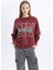 Coool Oversize Fit V Yaka Baskılı Yıkamalı Soluk Efektli Sweatshirt C4477AX24SP 5