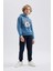 Erkek Çocuk Baskılı Kapüşonlu Sweatshirt Eşofman Altı 2'li Takım B3667A823WN 1