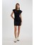 Bodycon Yuvarlak Yaka Penye Yarasa Kollu Mini Elbise C4513AX24SP 1