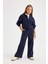 Kız Çocuk Lacivert Wide Leg Geniş Bol Paça Beli Lastikli Basic Düz Okul Eşofman Altı C7131A824AU 1