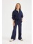 Kız Çocuk Lacivert Wide Leg Geniş Bol Paça Beli Lastikli Basic Düz Okul Eşofman Altı C7131A824AU 3