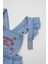 Kız Bebek 2'li Takım Kısa Kollu Tişört Üst Yumuşak Nakışlı Jean Tulum D0790A524HS 3