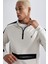 Fit Standart Fit Fermuarlı Dik Yaka Skuba Dalgıç Kumaş Cepli Sporcu Sweatshirt X9124AZ23AU 5