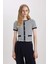 Slim Fit Dar Kesim Bisiklet Yaka Çizgili Fitilli Kaşkorse Kısa Kollu Tişört C2566AX24SP 3