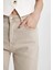Crop Flare Fit Yüksek Bel Paça Ucu Kesik Dokuma Pantolon B5014AX24SM 5