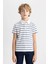 Erkek Çocuk Çizgili Pike Kısa Kollu Polo Tişört 3