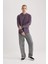 Regular Fit Kapüşonlu Yıkamalı Soluk Efektli Basic Düz Sweatshirt B9220AX23WN 2