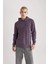 Regular Fit Kapüşonlu Yıkamalı Soluk Efektli Basic Düz Sweatshirt B9220AX23WN 3