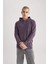 Regular Fit Kapüşonlu Yıkamalı Soluk Efektli Basic Düz Sweatshirt B9220AX23WN 4