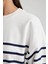 Relax Fit Çizgili Bisiklet Yaka Sweatshirt A9255AX23WN 5