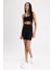Fit Siyah Yüksek Bel Beli Saran Biker Esnek Kısa Basic Düz Sporcu Tayt Z6741AZ23SP 3