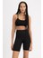 Fit Siyah Yüksek Bel Beli Saran Biker Esnek Kısa Basic Düz Sporcu Tayt Z6741AZ23SP 5