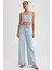 Crop Kare Yaka %100 Pamuk Jean Bluz A8524AX23HS 5