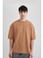 Loose Fit Bisiklet Yaka Baskılı Ağır Kumaş Kısa Kollu Tişört B8637AX24SM 4