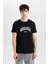 Slim Fit Dar Kesim Bisiklet Yaka Baskılı Kısa Kollu Tişört B8476AX24SM 3