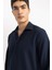 Modern Fit Polo Yaka Basic Düz Krinkıl Uzun Kollu Gömlek B7384AX24SP 4